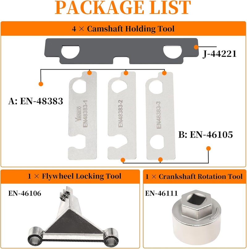 Yuesstloo Camshaft Retaining and Alignment Timing Tool Kit, Compatible with GM GMC Cadillac Buick Pontiac Chevrolet 2.8 2.9 3.0 3.2 3.5 3.6 3.7 4.2 Engine, Replace J-44221 EN-48383 EN-46105 EN-46106 EN-46111 - Image 2